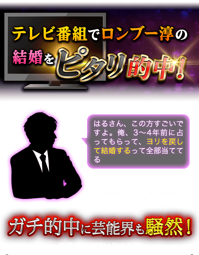 テレビ番組でロンブー淳の結婚をピタリ的中！ガチ的中に芸能界も騒然！